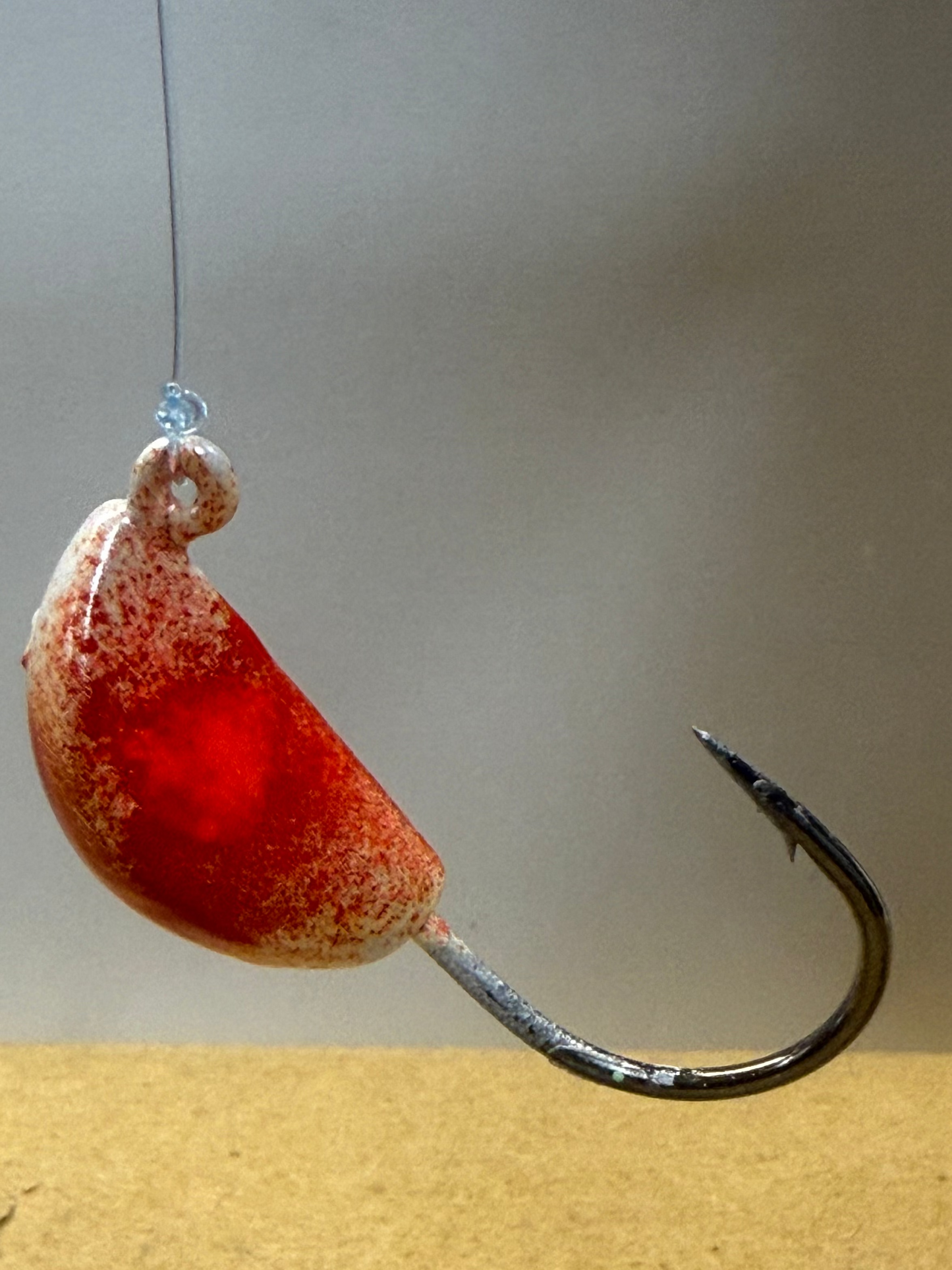 White base with accents of red.